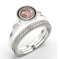 thumbnail image 3 of Gorgeous Art nouvea 2.10 Ct Round Cut Morganite And Diamond Moissanite Engagement Ring, Boho Moissanite Wedding Ring, Two Matching Band in 925 Sterling Silver With 18k White Gold Plating Gift For Her, 3 of 4