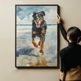 thumbnail image 6 of Funny Dog on Beach Canvas Wall Art, Beauceron Dog Picture Ocean Artwork for Bathroom Bedroom Living Room, Art Decor 8x12 Inches, 6 of 6