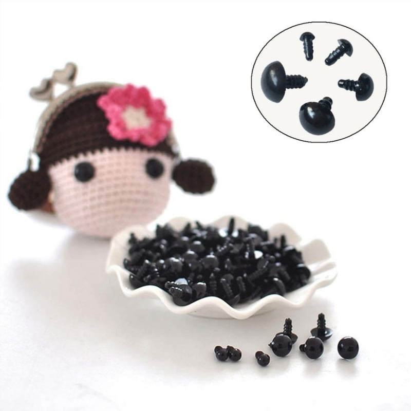 GEIWOGUO 100pcs 5-24mm Black Plastic Safety Eyes Amigurumi Soft Toy Teddy Bear DIY Craft