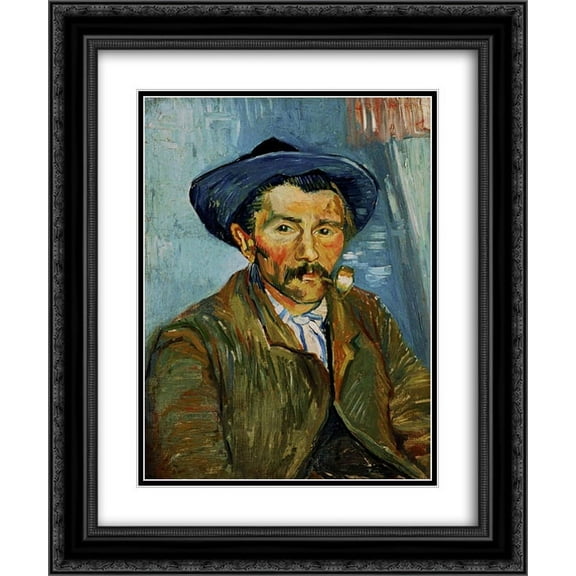 Vincent van Gogh 2x Matted 20x24 Black Ornate Framed Art Print 'The Smoker (Peasant)'
