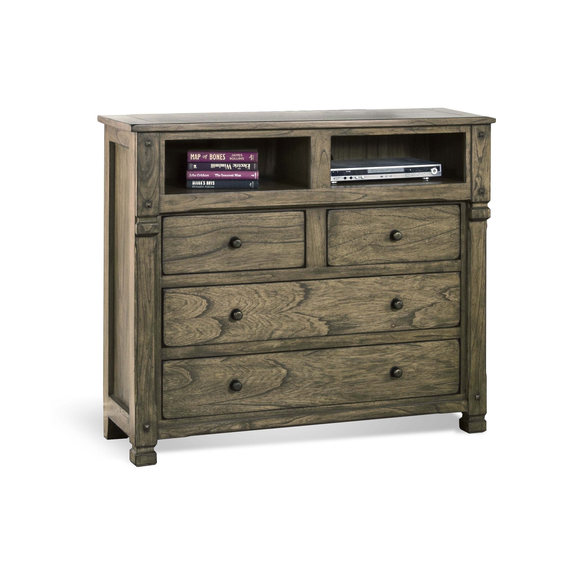 Elegant Mindi Wood Media Chest, Gray