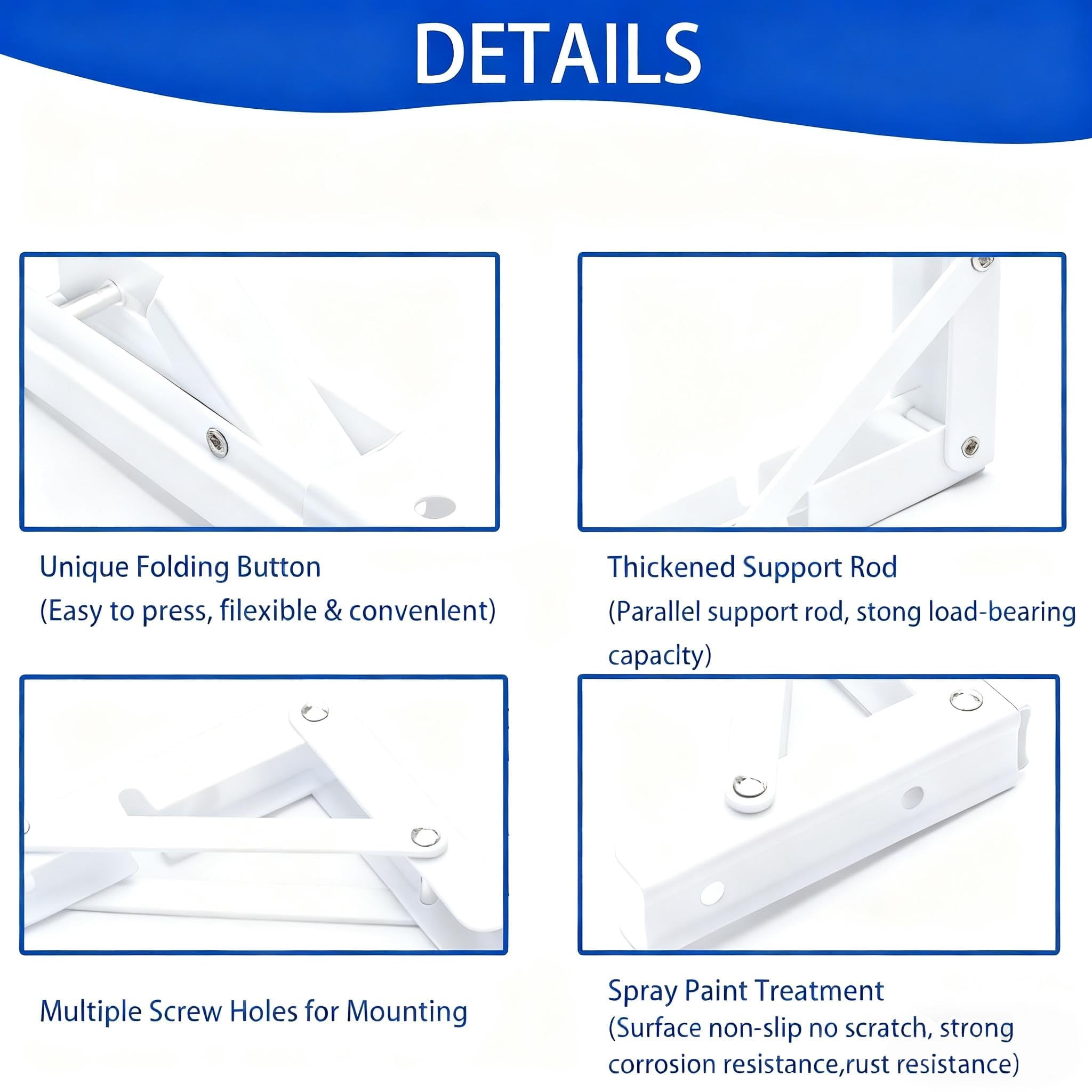 Folding Shelf Brackets, Load 440 lb, Heavy Duty DIY Wall Mounted Shelf Bracket for Fold Down Table, Stainless Steel Folding Table Hinge Space Saving (20IN)