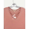 thumbnail image 3 of SHCKE Womens V Neck T-shirts Short Sleeve Tops Soft Lightweight Casual Shirts Solid Color Fashion Tops Pink M, 3 of 5