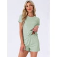 thumbnail image 2 of DARING DIVA Ribbed Knit Pajama Set Soft Short Sleeve Top XS Green, 2 of 7