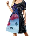 thumbnail image 3 of Vestido de manga corta con flores de cerezo Ropa de mujer Vestidos de mujer Vestido de verano para mujer Vestidos para mujer, 3 of 7