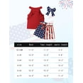 thumbnail image 7 of Toddler Girl Clothes Summer Silk Scarf Sets Sleeveless T-shirt Top+Stripe Shorts+Headband 3Pcs Set, 7 of 7