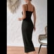 thumbnail image 5 of Vestido de Cóctel Ajustado para Mujer, Sin Mangas, con Tirantes Finos Ajustables, Abertura en la Cintura, Espalda Descubierta y Corte Midi Negro M, 5 of 8