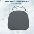 thumbnail image 6 of LeisureMod Memory Foam Chair Cushion Pads - Comfortable 15x15 Seat Cushions with Ties for Dining & Kitchen Chairs, Non Skid Design, Removable & Machine Washable Cover Set of 1 (Dark Grey), 6 of 8