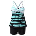 thumbnail image 2 of KaLI_store Womens Swimsuits Women's 2 Piece Floral Bikini Sets Smocked Drawstring Side Triangle Halter Cute Swimsuits Green,XL, 2 of 5
