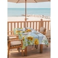 thumbnail image 2 of Outdoor Tablecloth with Umbrella Hole for Patio/Picnic/Party/Camping, Sunflower Waterproof Table Cloth Rectangle Table Cover Washable, Summer Eucalyptus Botanical Floral Blue Wood (60"x 102"), 2 of 8