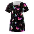 thumbnail image 3 of TAIAOJING Women Scrubs Tops Fashionable Comfortable Short Sleeve Butterfly Print Shirt Tee Tops With Pockets, 3 of 3