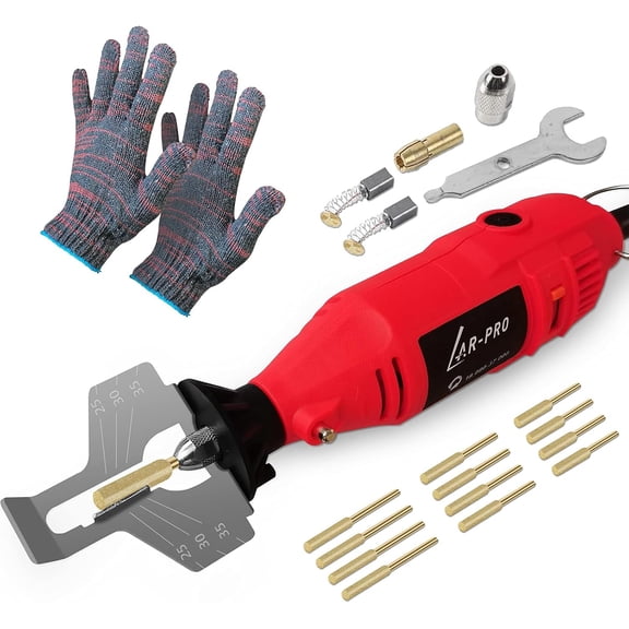 Electric Chainsaw Sharpening Kit 110V/180W, High-Speed Chainsaw Sharpening Tool, Includes 5-Speed Chainsaw Chain Sharpener with 3 Sizes Diamond Sharpening Wheels and Angle Adjustment Guide
