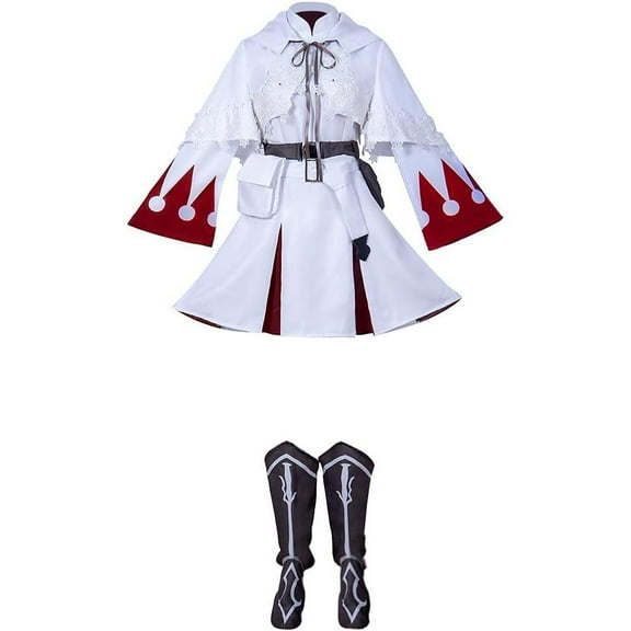 Women’s White Mage Inspired Dress – Elegant Fantasy Style Outfit for Parties, Stage, or Themed Events