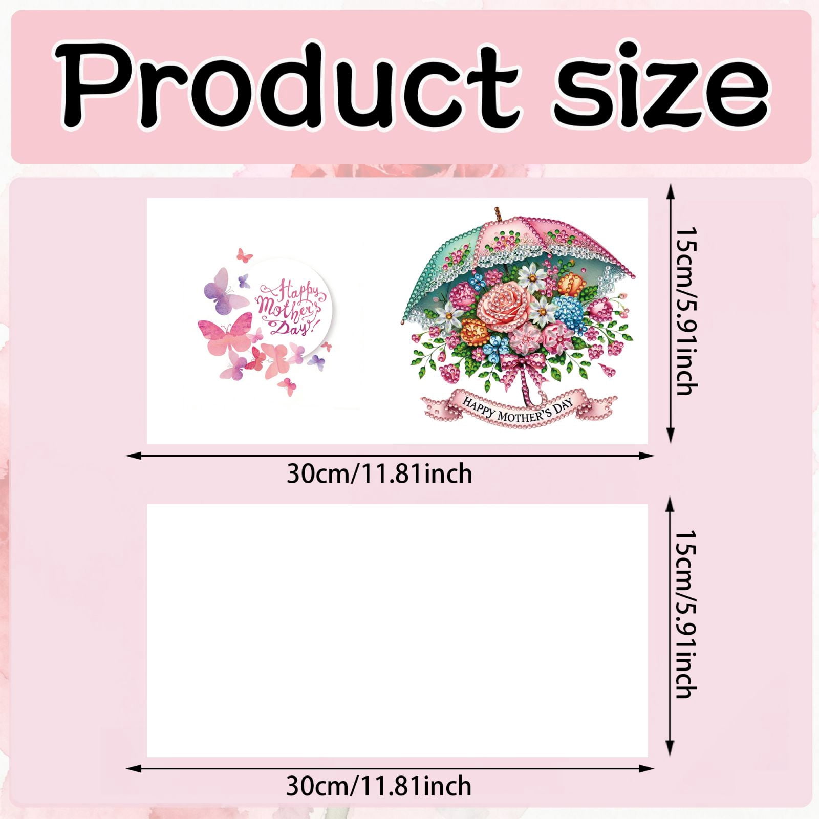 FLOPESN DIY Mother's Day Diamond Art Greeting Card Kit with White Envelope, 5.91X11.81in Flowers Theme, Creative Design Blessing Gift Folding Card Set