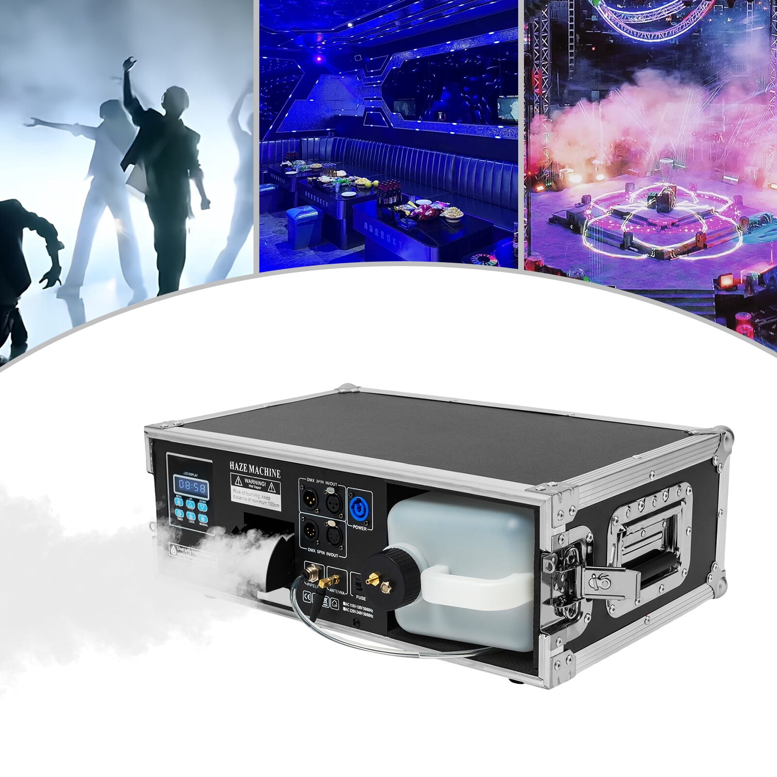 Fog Machine, 1500W Stage Mist Morning Haze Machine w/Flight Case Package, Smoke Stage Effect Hazer with Remote Control DMX Enhancing The Light Show for Halloween DJ Party