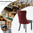 thumbnail image 5 of PU Leather and Velvet Dining Chairs, Upholstered Dining Room Chairs with Ring Pull Trim & Button Back, Luxury Tufted Dining Chairs for Living Room, Bedroom, Kitchen(Black+WineRed Set of 8), 5 of 11
