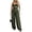 Army green, variant on ChicMe Jumpsuits for Women Spaghetti Strap Sleeveless Cut-Out Waist Backless Tie-Back Ruched Wide Leg Vacation Summer Womens Rompers Black-L