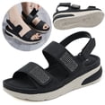 thumbnail image 1 of 【8275-3】Sandalias ligeras zapatos deportivos casuales mujer con suela gruesa y diamantes imitación (Negro 38), 1 of 9
