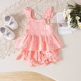 thumbnail image 4 of NOLDARES Infant Baby Girl Summer First Birthday Outfits 1st Birthday Clothes Sleeveless T-shirt Elastic Waist Shorts(Pink,6-12 Months), 4 of 5