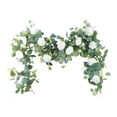 thumbnail image 2 of Enredaderas artificiales de con rosas, eucalipto falso, plantas colgantes, guirnalda de eucalipto para mesa, puerta, fiesta, pared, arco Blanco, 2 of 8