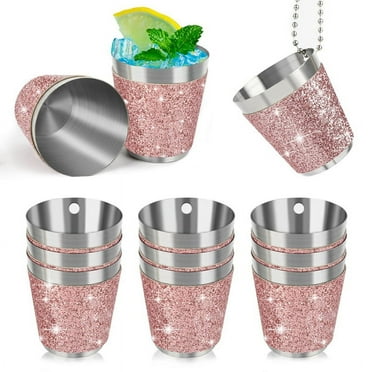 12Pcs Shot Cups Metal for Hanging Shot Glasses Stainless Steel with Chain Shot Glass 30ml Shot Cup for Wedding Parties
