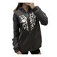thumbnail image 3 of Chaqueta de calle para mujer Sunloudy, abrigo de sudadera con capucha y cremallera con estampado de patrón de telaraña de estilo gótico de gran tamaño de manga larga Sunloudy S M L, 3 of 7