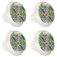 thumbnail image 2 of 4 Pcs Peacock Flower Knobs for Kitchen Cabinet Cupboard Dresser Bookcase Drawer Pulls Handles Round Home Decor, 2 of 8