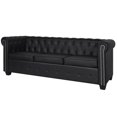 thumbnail image 1 of vidaXL Chesterfield 3-Seater Artificial Leather Black, 1 of 4