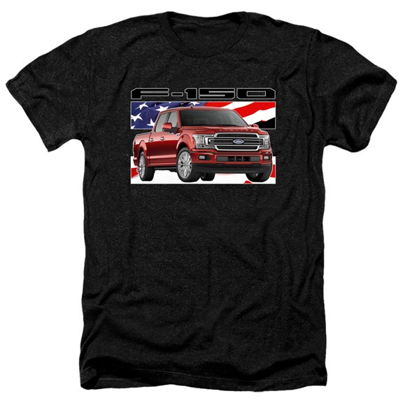 Ford Trucks F 150 Flag Adult Heather T-Shirt Black