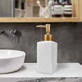 thumbnail image 7 of Gold Soap Dispenser, Ceramic Lotion Pump Bottle with Refined and Vintage Emboss, Home Decoration for Bathroom or Kitchen (White), 7 of 7