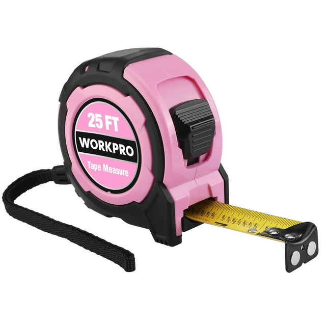 Gancho magnético con revestimiento de nailon rosa de 7,6 m para cinta métrica WORKPRO