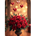 thumbnail image 4 of Red Roses Flower Vase Backdrop Photo Booth Background Romantic Hanging Hearts Wedding Photography Banner Valentines Celebrations Decor Event, 4 of 4
