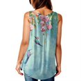 thumbnail image 3 of Xyxonk Tops for Women Plus Size V Neck Sleeveless Tunic Tops Soft Flowy Pleated Floral Printed Summer T Shirt Tops Blue M, 3 of 4