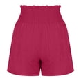 thumbnail image 6 of Casual Shorts for Women Summer Smocked High Waisted Lightweight Wide Leg Flowy Beach Shorts Cover Up, 6 of 8