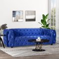 thumbnail image 2 of Noble House Feichko Velvet Tufted 3 Seater Sofa, Navy Blue, Espresso, 2 of 10