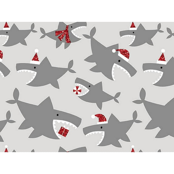 Pack of 1, Santa Jaws Wrapping Paper 24" x 417', Half Ream Roll for Celebration, Party, Holiday, Birthday and Events, Made in USA