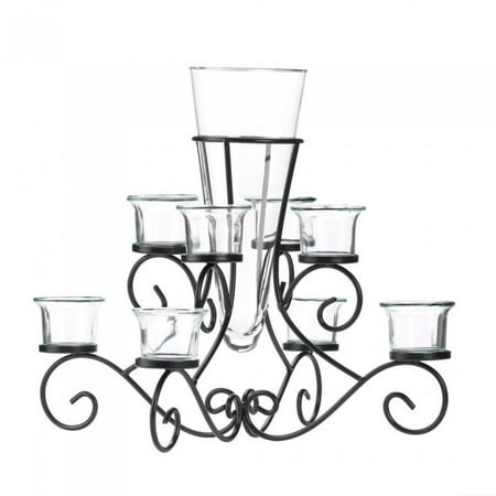 Plated Candle Stands - SCROLLWORK CANDLE STAND WITH VASE