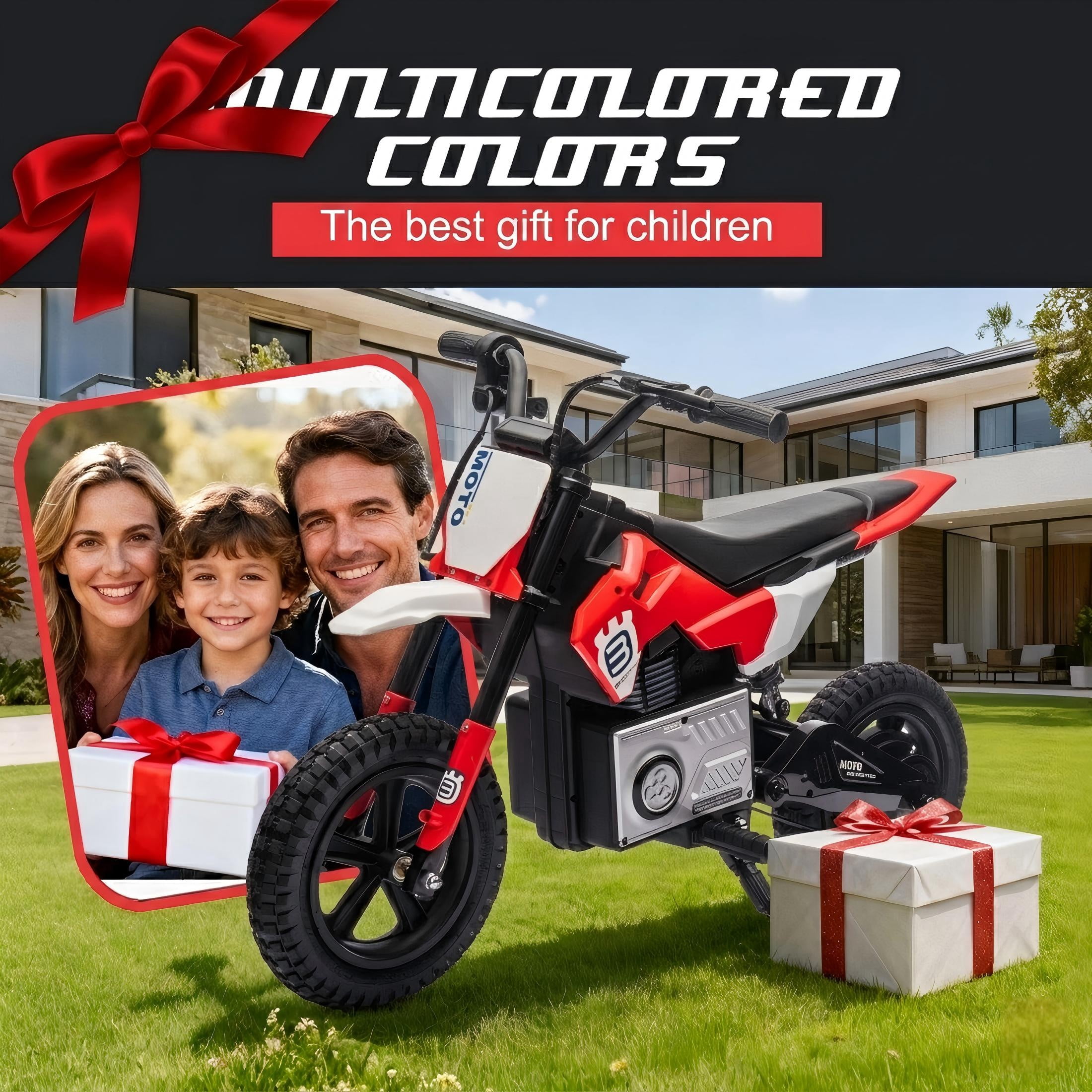 24V Electric Dirt Bike for Kids 5-12, SHINPT Ride On Toys for Kids 5-12, Toddler Motorcycle with 200W Motor, Speeds 3.11-9.32MPH, Electric Toy Motorcycle with Rear Shock Absorber, LED Lamp, Music