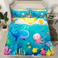thumbnail image 2 of Erosebridal Whale Jellyfish Sheet Set Twin,Ocean Wildlife Bedding Sets Twin Size,Super Cozy Bed Sheets Twin,Underwater World Decoration,3pcs, 2 of 7
