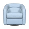 thumbnail image 2 of Desi Sky Blue Leather Swivel Accent Chair, 2 of 9
