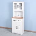 thumbnail image 4 of Yiyuanjin Wood Buffet Cabinet, Modern Microwave Stand Storage Cabinet with Glass Doors and Drawer, 4 of 9