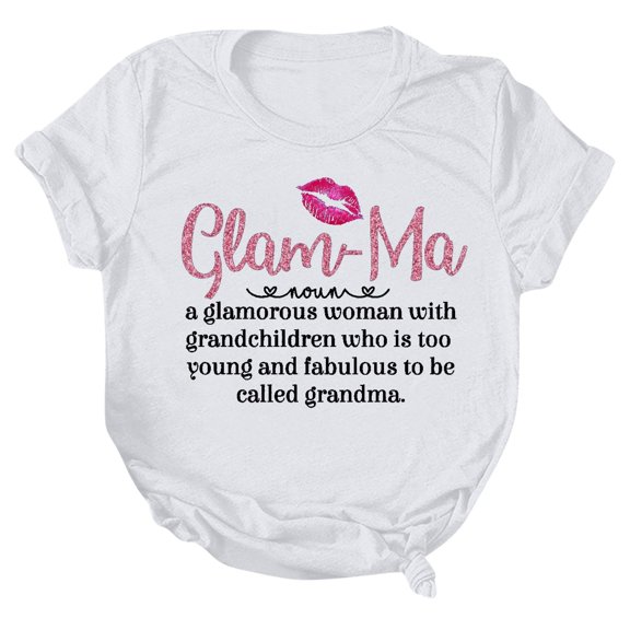 T Shirts for Women Letter Print Cute Graphic Tee Crew Neck Short Sleeve Tops Casual Loose Classic Blouses (XL, White)