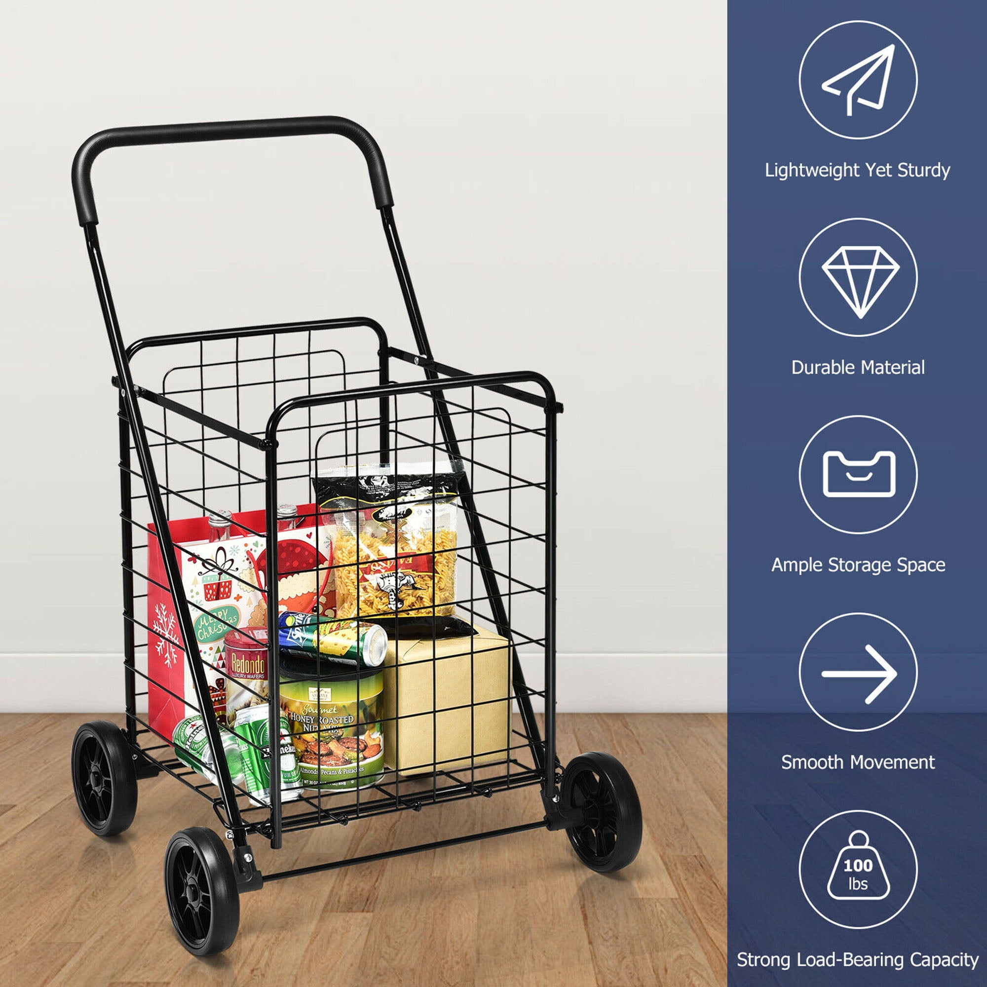 Gymax Grocery Laundry Travel Folding Shopping Cart Utility Gymax Grocery Laundry Travel Folding Shopping Cart Utility
