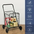 thumbnail image 5 of Gymax Folding Shopping Cart Utility Trolley Portable For Grocery Laundry Travel Black, 5 of 9