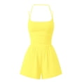 thumbnail image 2 of WDDDD Womens Sleeveless Romper Spaghetti Strap Wide Leg High Waisted Yoga Romper Yellow M, 2 of 4