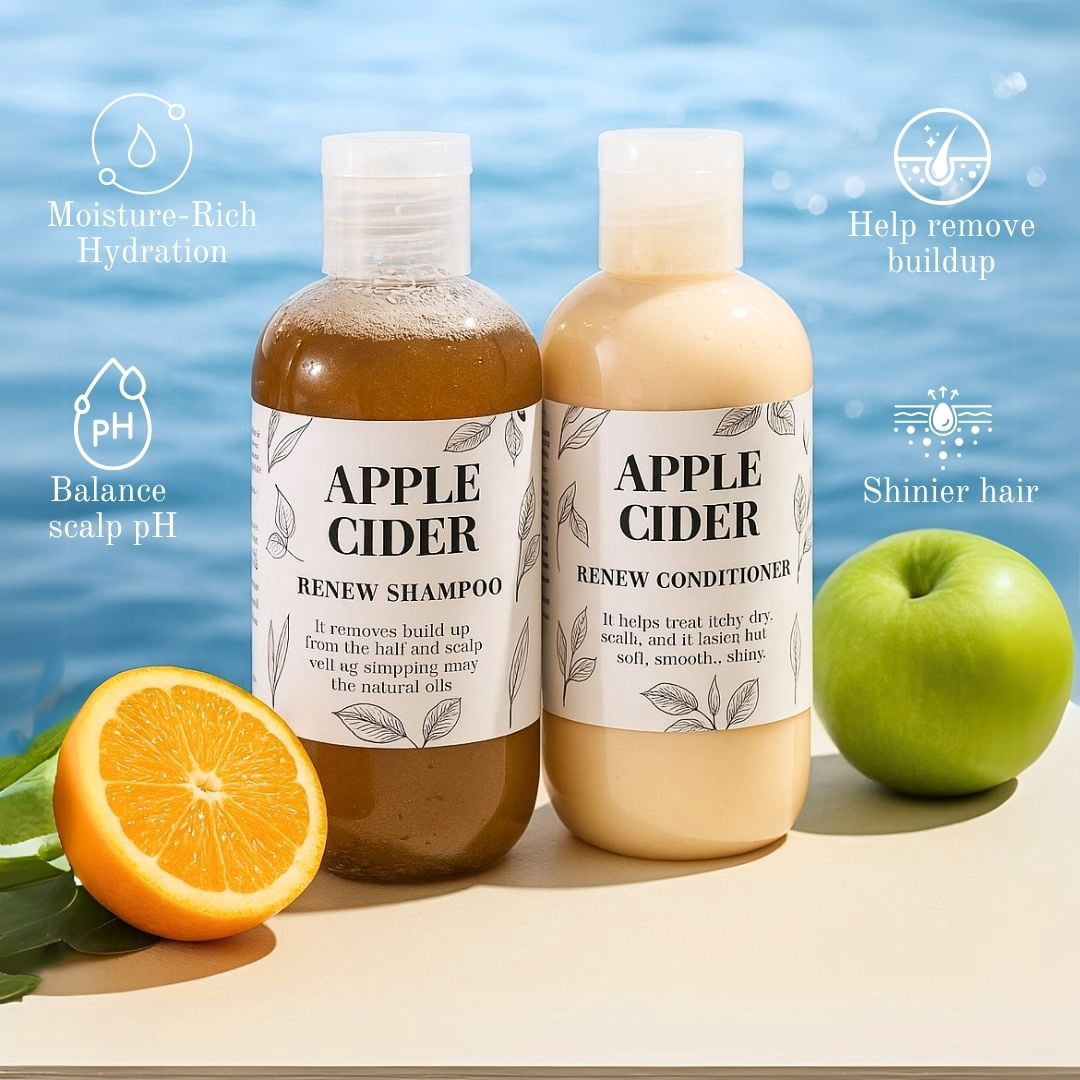 Nature Skin Shop Apple Cider Vinegar Shampoo and Conditioner Set, Clarifying Duo for Dull, Oily Hair, Adds a Brilliant Shine, 2-Piece Bundle