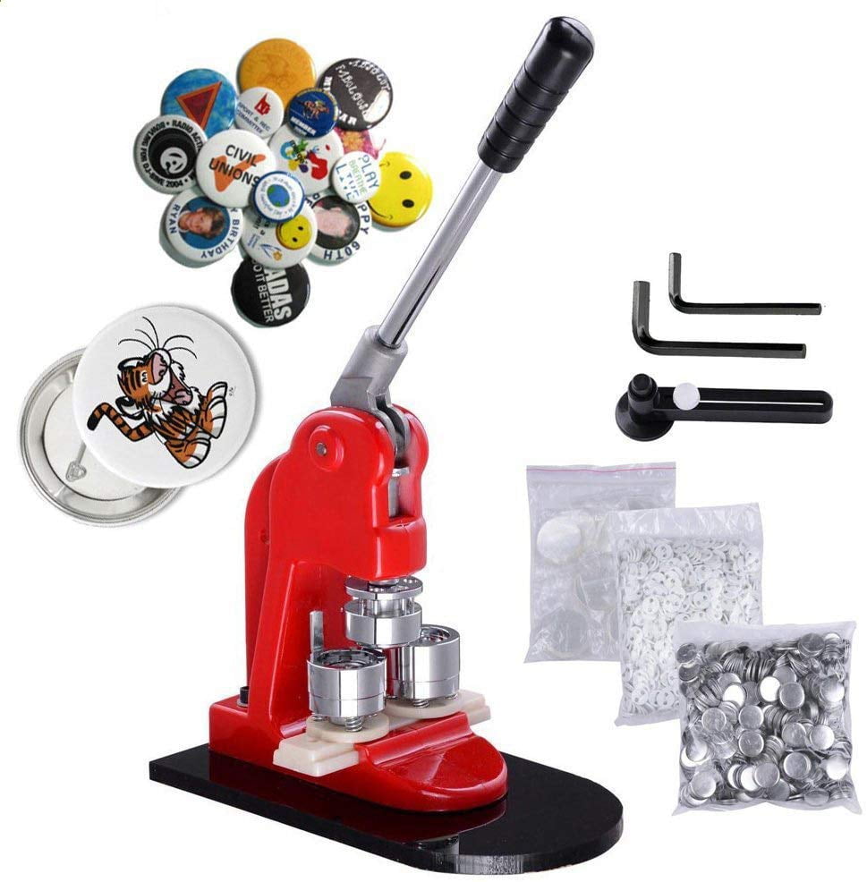 VEVOR 58mm Button Maker 2.28" Red Pins Punch Press Machine w/ 500 Pcs