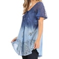 thumbnail image 3 of Sakkas Petra Women's Casual Loose Flared Corset Short Sleeve Lace Blouse Top Tunic - 2202-Blue - One Size, 3 of 5