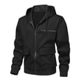 thumbnail image 2 of Jerdar Men's Solid Color Loose Casual Multi-Pocket Hooded Full Zip Long Sleeve Jacket Outdoor Jacket Men, 2 of 8