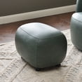 thumbnail image 3 of 23" Wide Faux Leather Upholstered Ottoman, Mid-Century Modern Living Room Footrest with Soft Padded Seat, Footstool for Bedroom, Entryway or Living Room, Green, 3 of 12